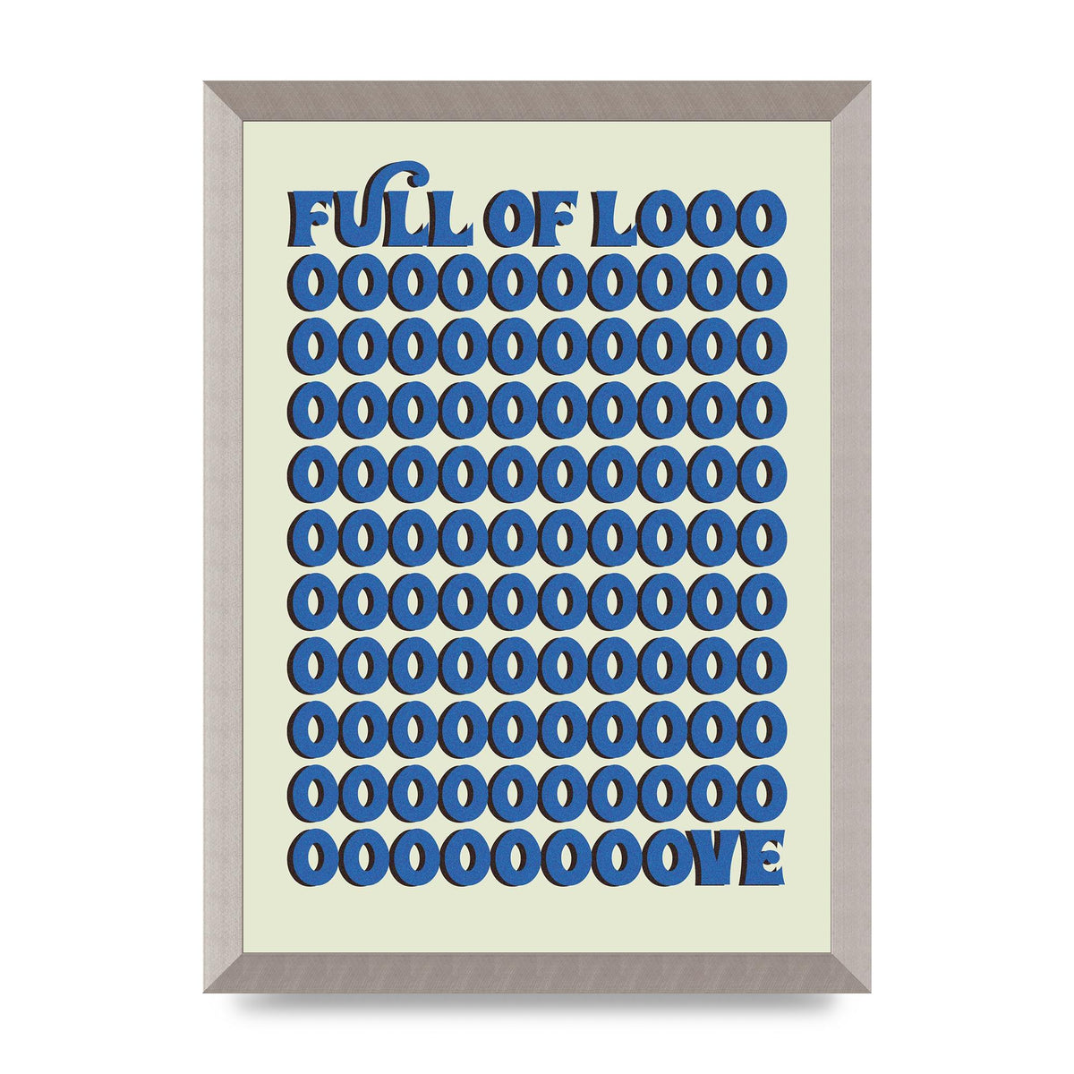 Full Of Looooove Blue" Wall Art - A3 framed