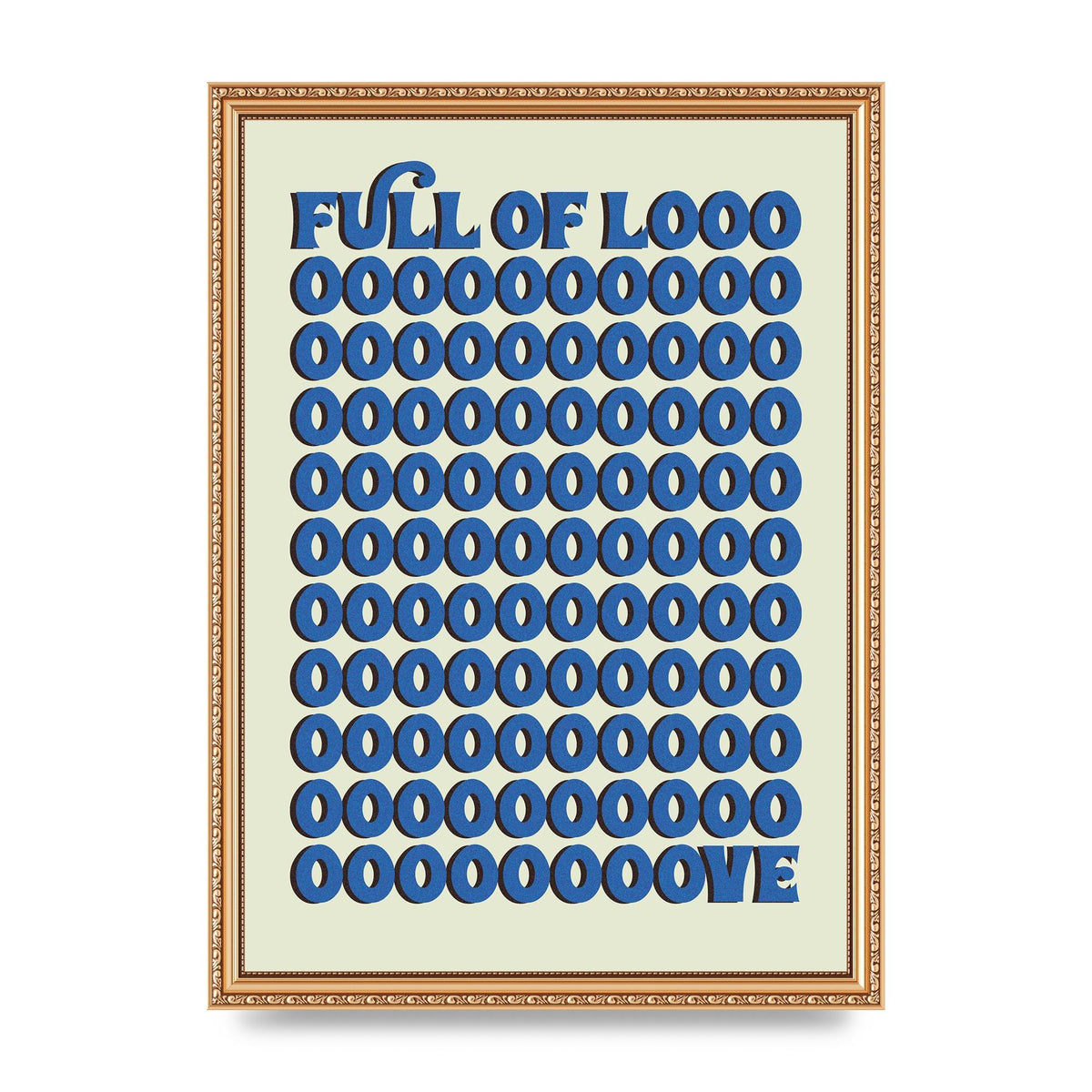 Full Of Looooove Blue" Wall Art - A3 framed