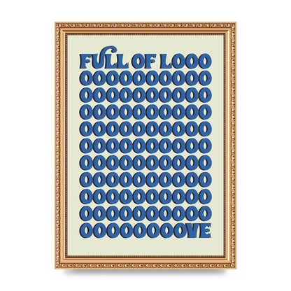 Full Of Looooove Blue" Wall Art - A4 framed