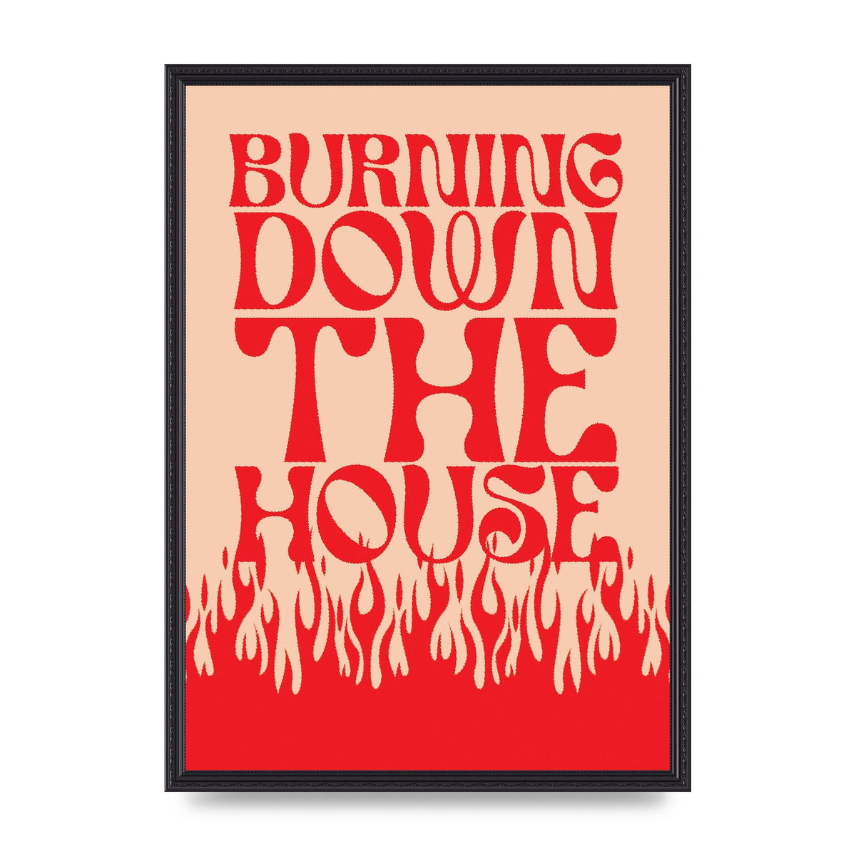 Burning Down The House Pink Red" Art For The Home - A2 framed