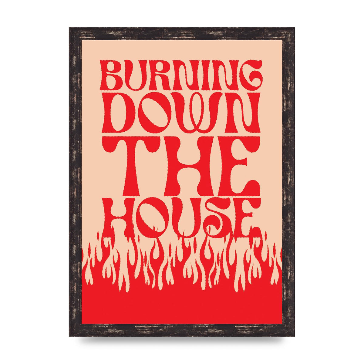 Burning Down The House Pink Red" Art For The Home - A3 framed