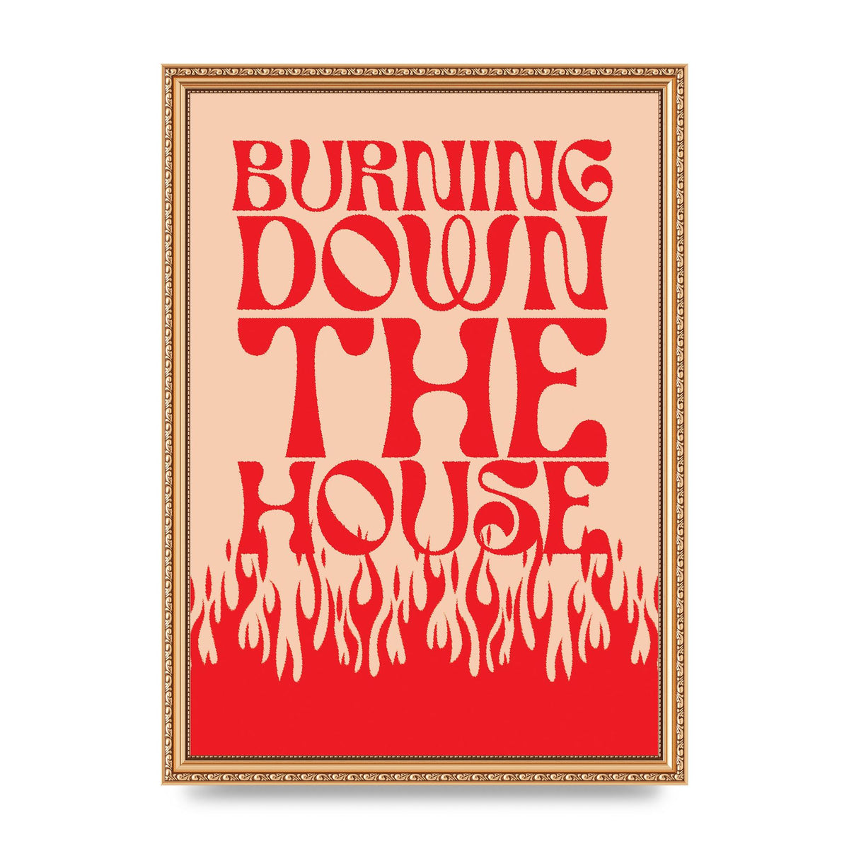 Burning Down The House Pink Red" Art For The Home - A3 framed