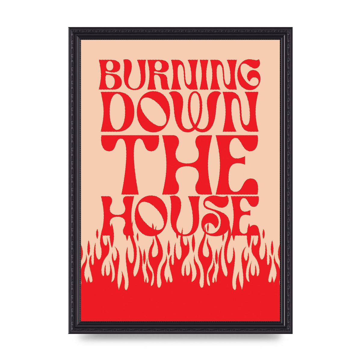 Burning Down The House Pink Red" Art For The Home - A3 framed
