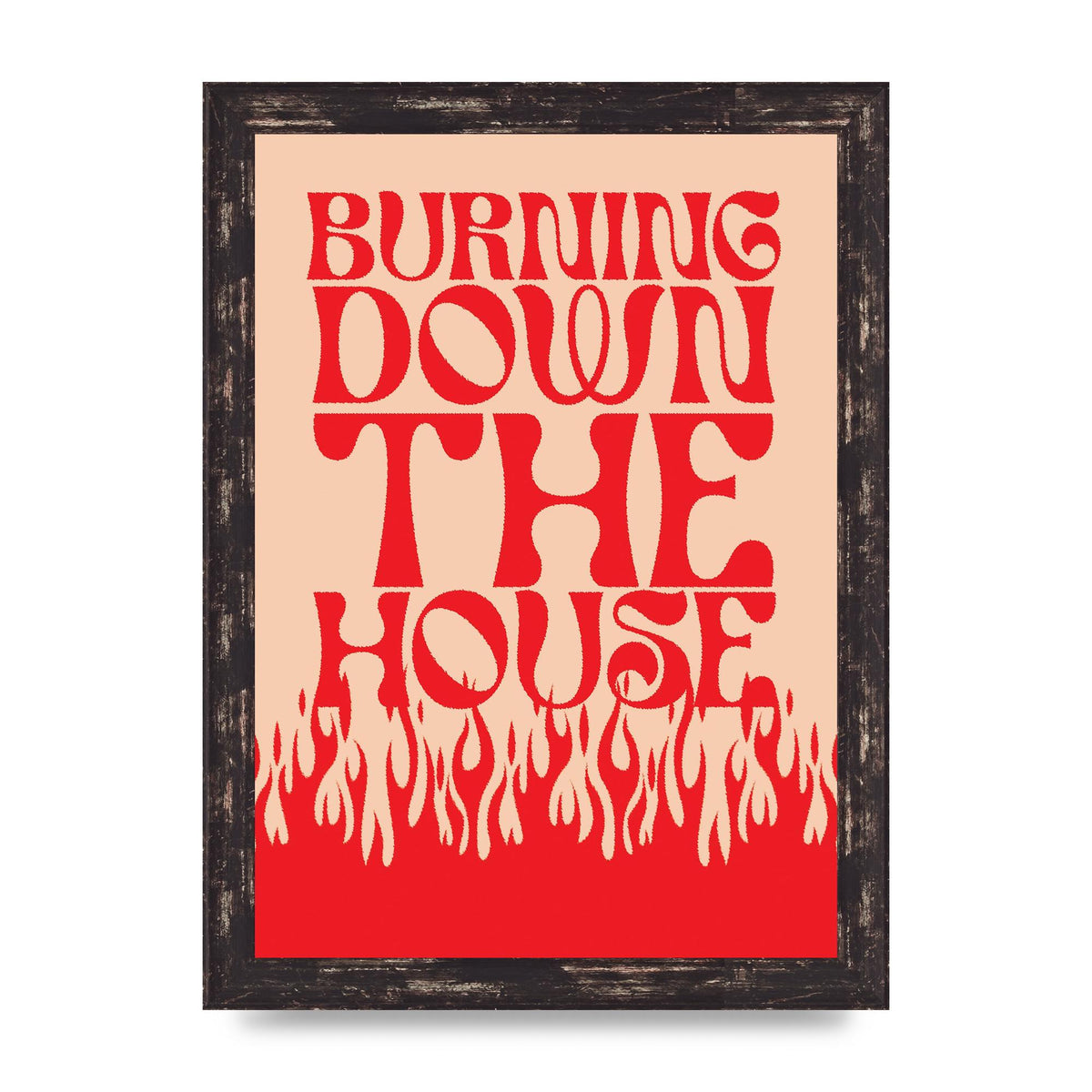 Burning Down The House Pink Red" Art For The Home - A4 framed