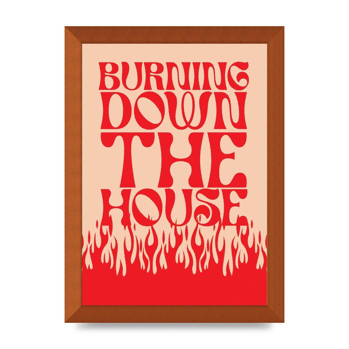 Burning Down The House Pink Red" Art For The Home - A4 framed
