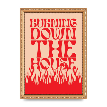 Burning Down The House Pink Red" Art For The Home - A4 framed