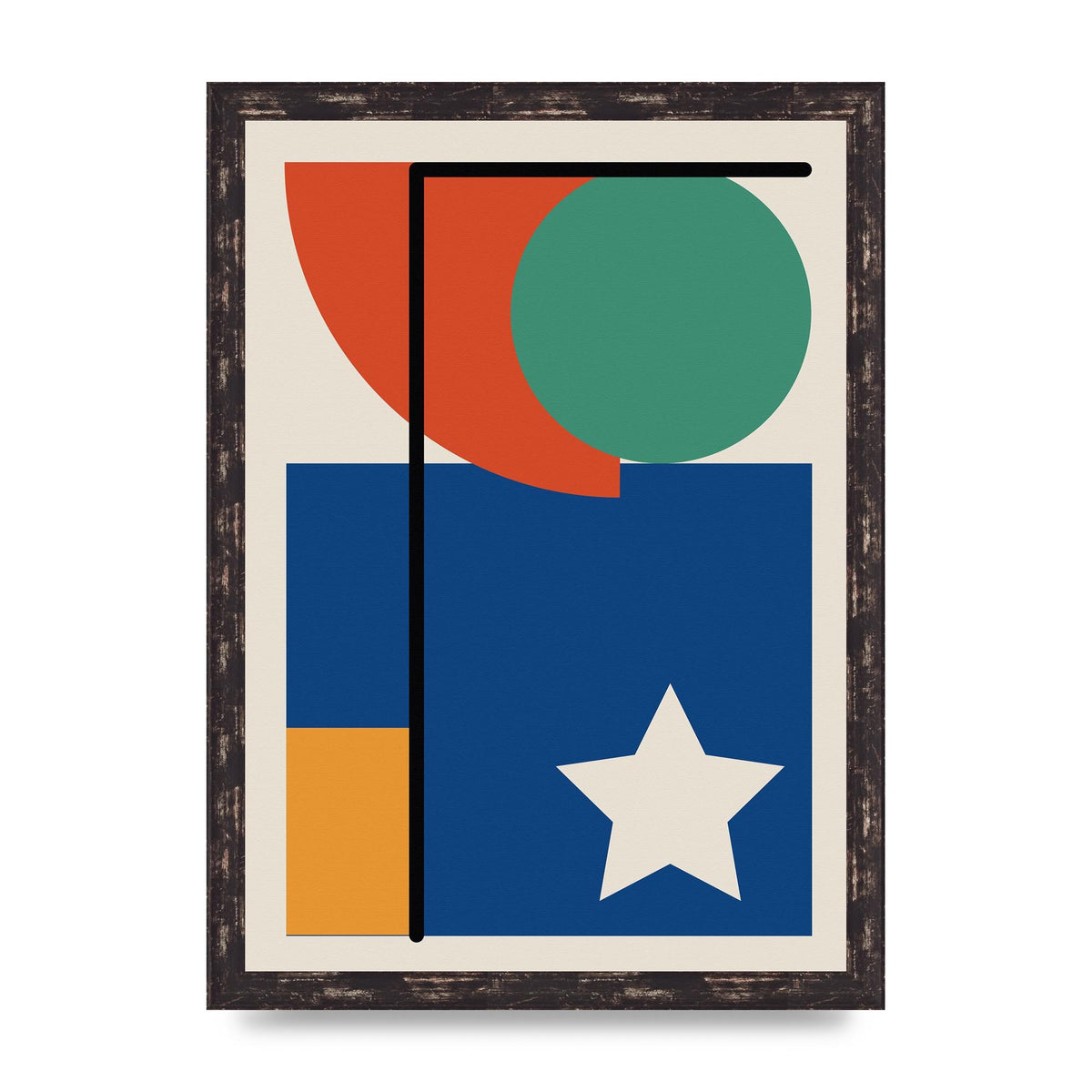 Abstract Bold Shape Two Printed Poster - A3 framed