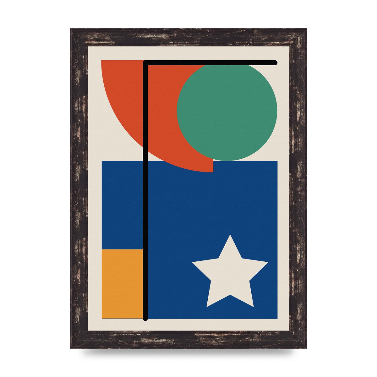 Abstract Bold Shape Two Printed Poster - A4 framed