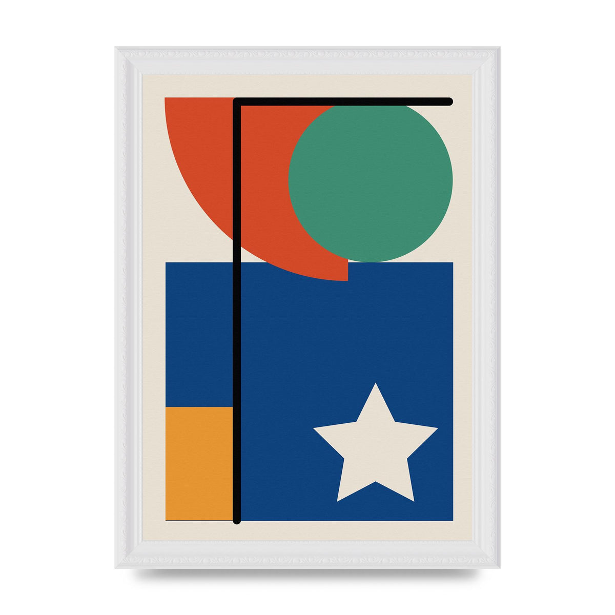 Abstract Bold Shape Two Printed Poster - A4 framed