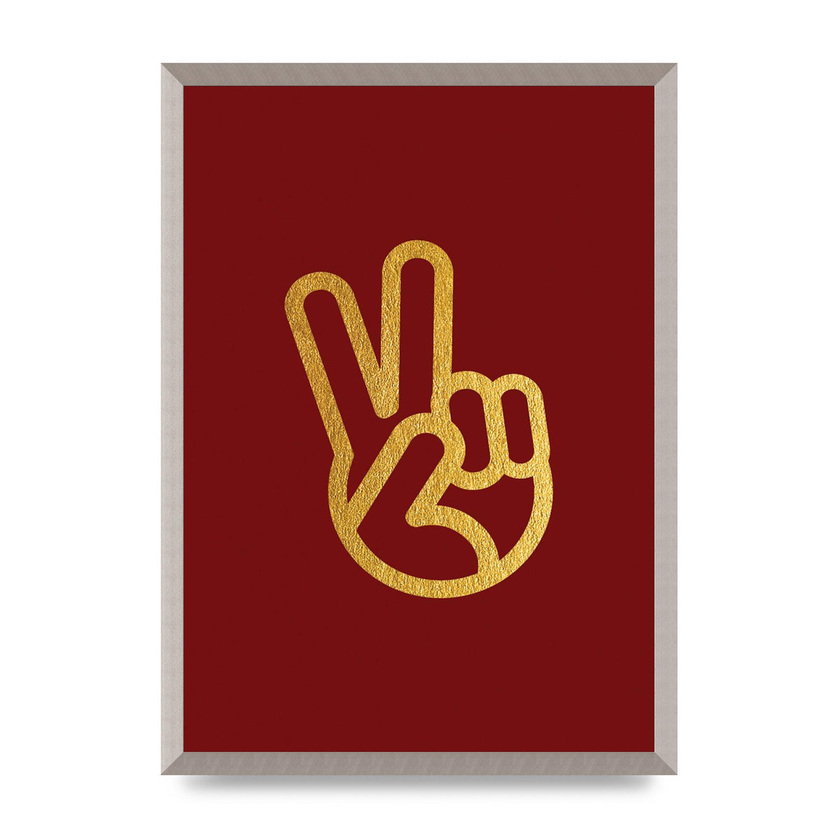 Deep Red Peace Sign Gold Art For The Home - A2 framed