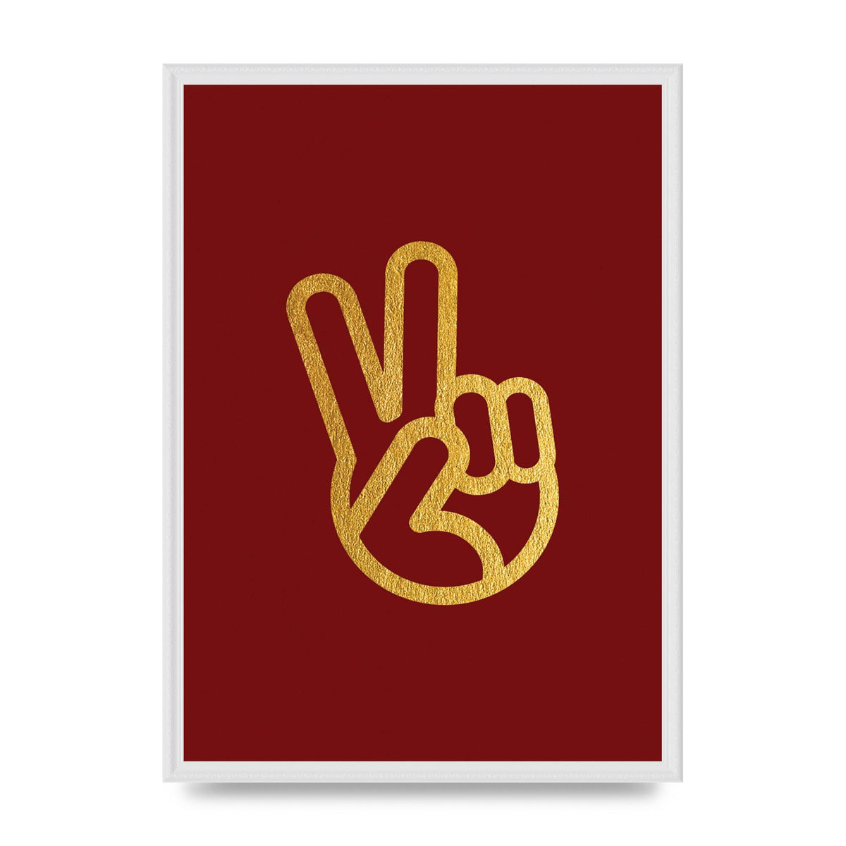 Deep Red Peace Sign Gold Art For The Home - A2 framed