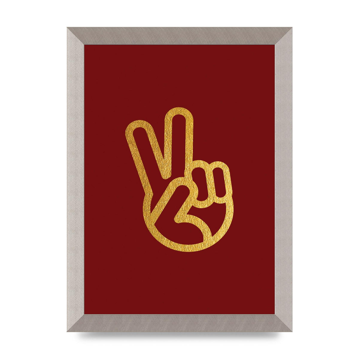 Deep Red Peace Sign Gold Art For The Home - A4 framed