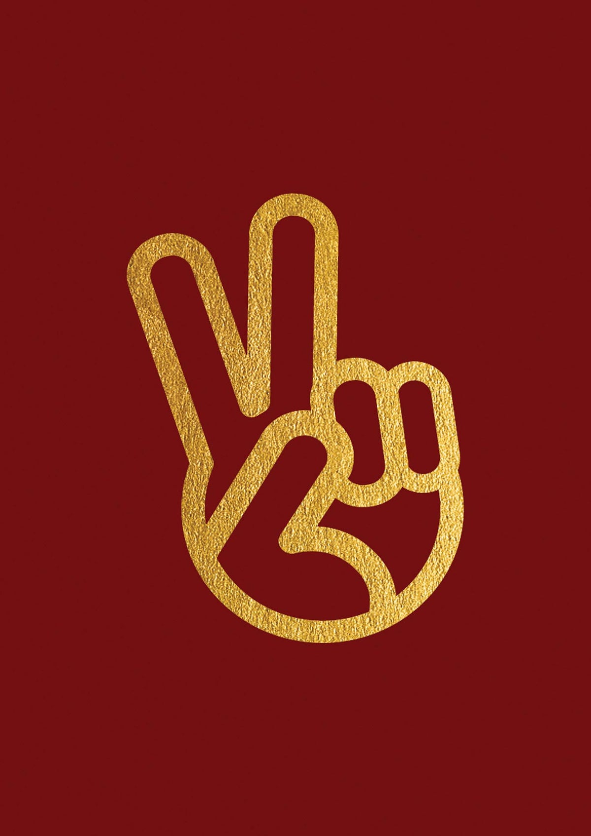 Deep Red Peace Sign Gold Art For The Home - detail