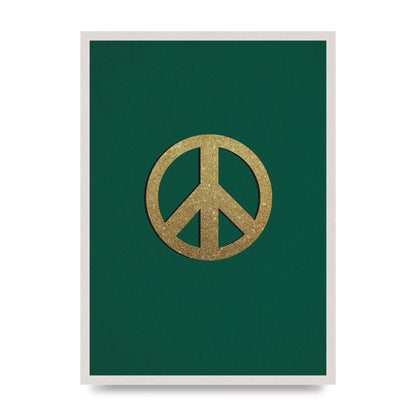 Peace Sign Deep Green Printed Poster - A2 framed