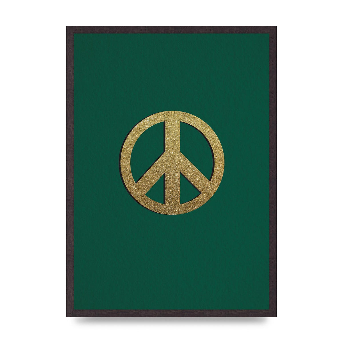 Peace Sign Deep Green Printed Poster - A2 framed