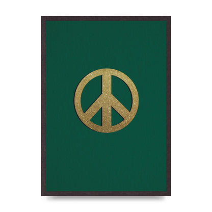 Peace Sign Deep Green Printed Poster - A2 framed
