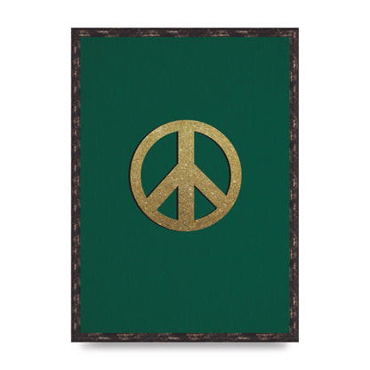 Peace Sign Deep Green Printed Poster - A2 framed