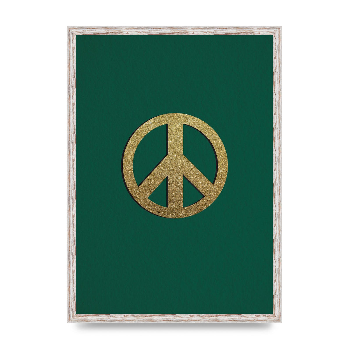 Peace Sign Deep Green Printed Poster - A2 framed