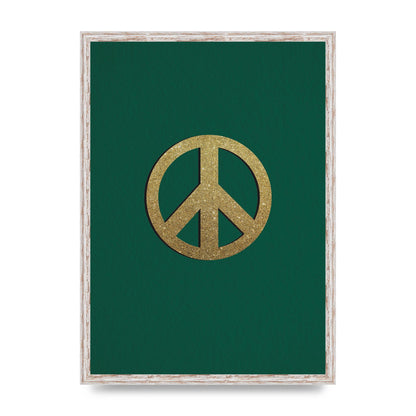 Peace Sign Deep Green Printed Poster - A2 framed