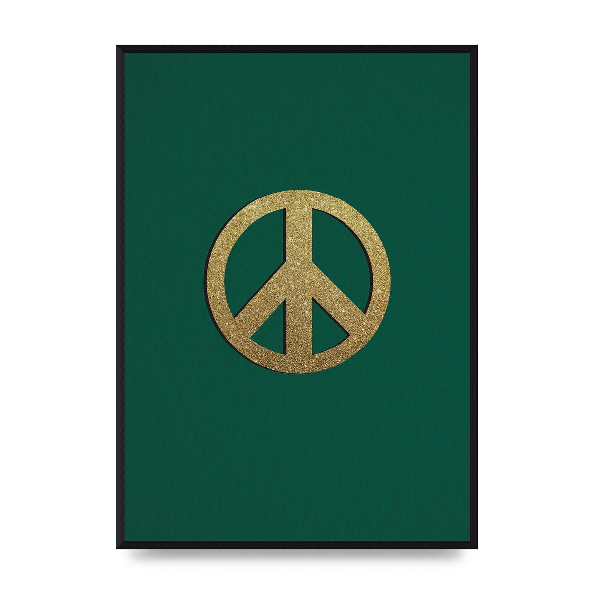 Peace Sign Deep Green Printed Poster - A2 framed