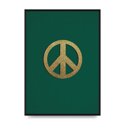 Peace Sign Deep Green Printed Poster - A2 framed