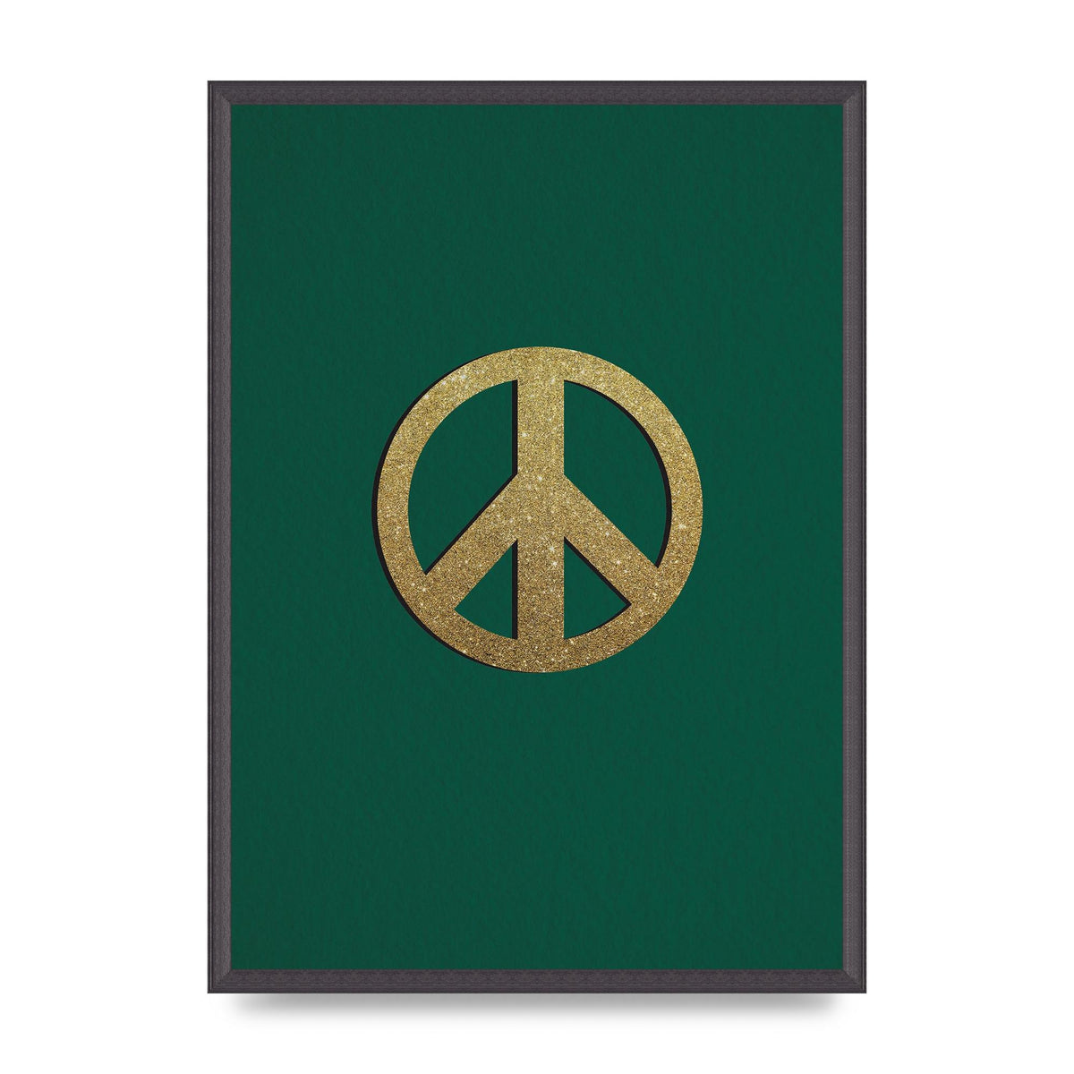 Peace Sign Deep Green Printed Poster - A2 framed