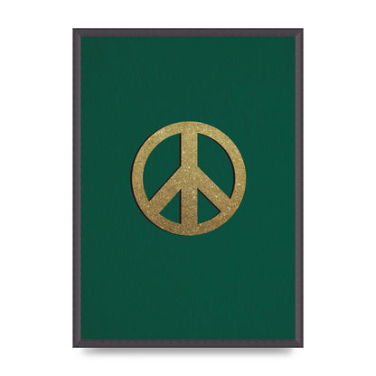 Peace Sign Deep Green Printed Poster - A2 framed