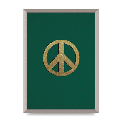 Peace Sign Deep Green Printed Poster - A2 framed