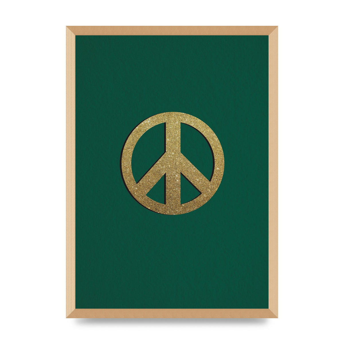 Peace Sign Deep Green Printed Poster - A2 framed