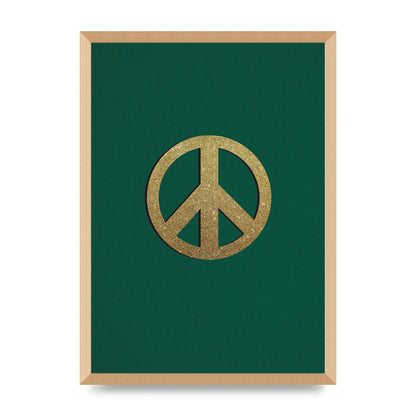 Peace Sign Deep Green Printed Poster - A2 framed