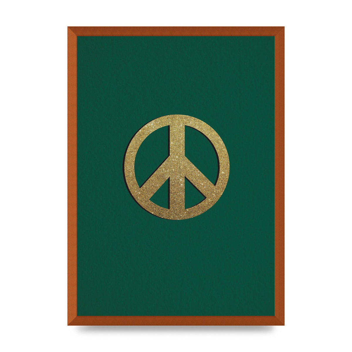 Peace Sign Deep Green Printed Poster - A2 framed