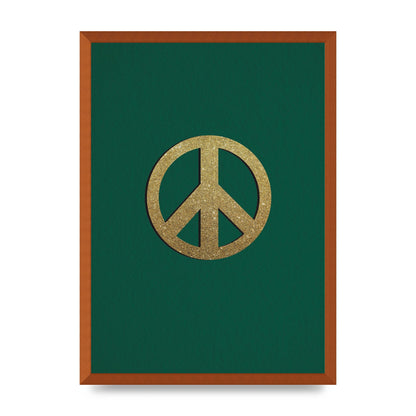 Peace Sign Deep Green Printed Poster - A2 framed