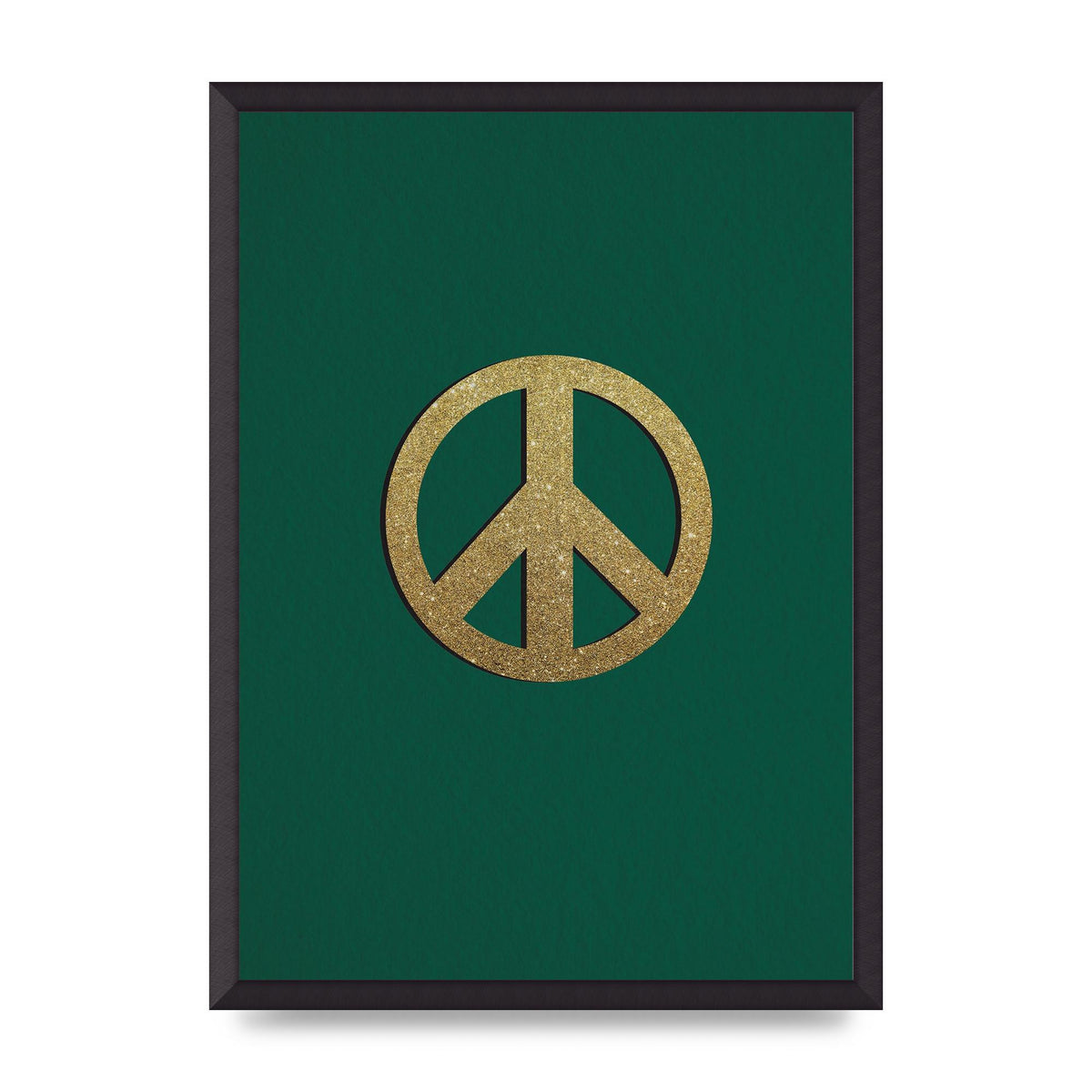 Peace Sign Deep Green Printed Poster - A2 framed