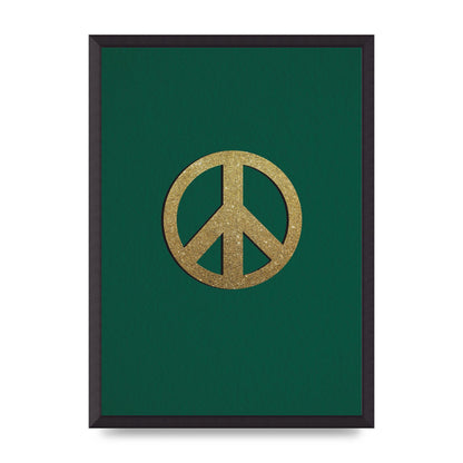 Peace Sign Deep Green Printed Poster - A2 framed