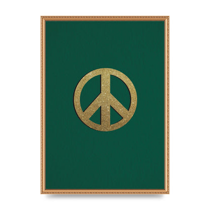 Peace Sign Deep Green Printed Poster - A2 framed
