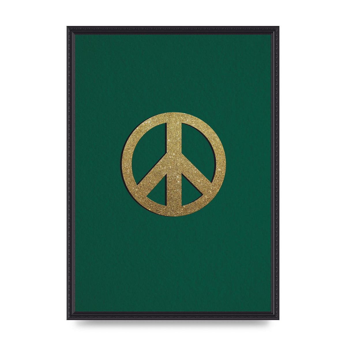 Peace Sign Deep Green Printed Poster - A2 framed