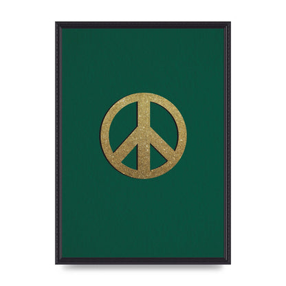 Peace Sign Deep Green Printed Poster - A2 framed