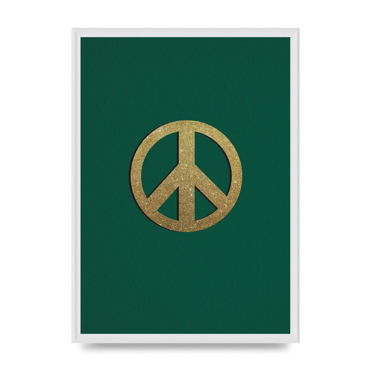 Peace Sign Deep Green Printed Poster - A2 framed