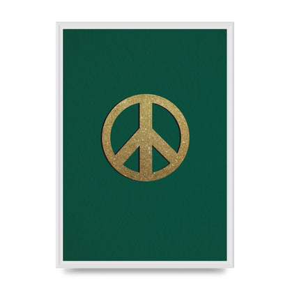 Peace Sign Deep Green Printed Poster - A2 framed