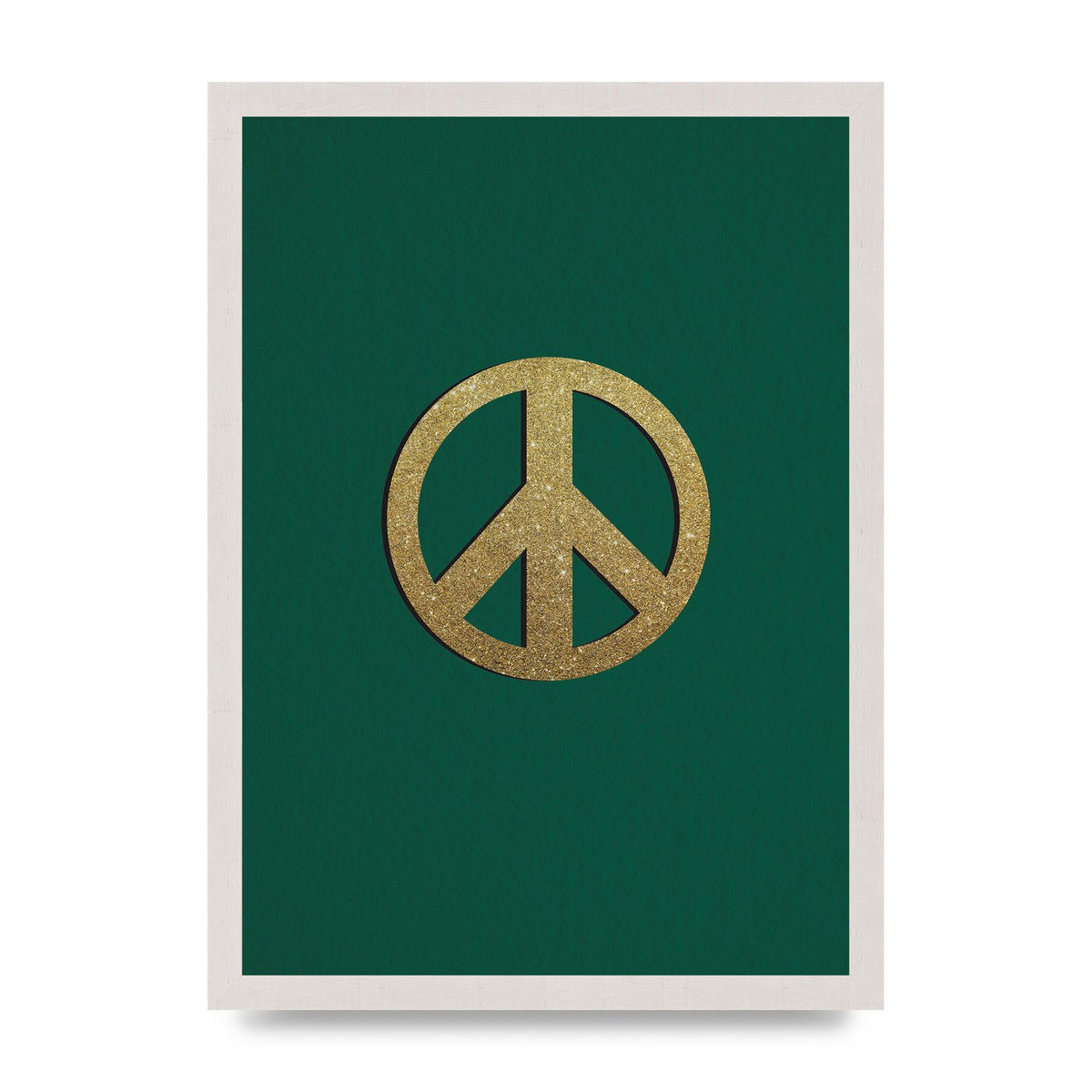 Peace Sign Deep Green Printed Poster - A3 framed