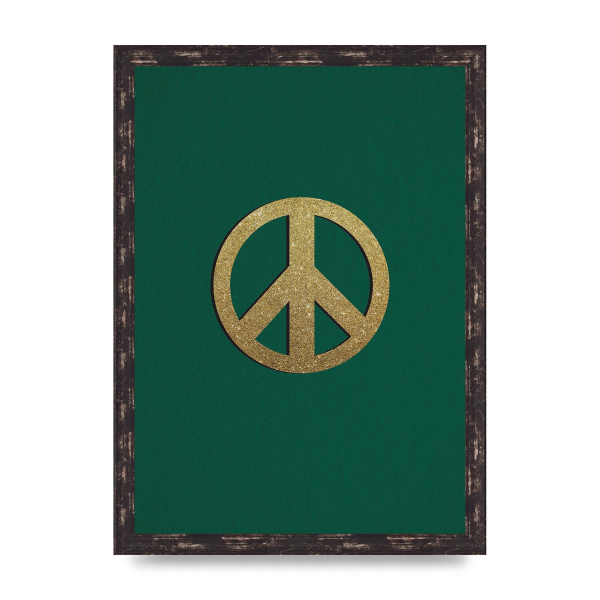 Peace Sign Deep Green Printed Poster - A3 framed
