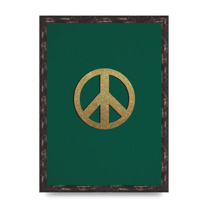 Peace Sign Deep Green Printed Poster - A3 framed