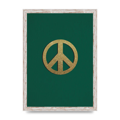 Peace Sign Deep Green Printed Poster - A3 framed