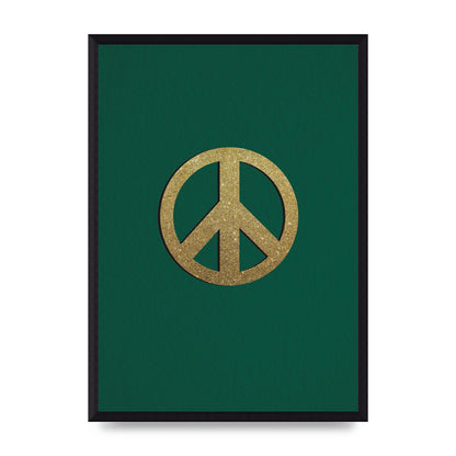 Peace Sign Deep Green Printed Poster - A3 framed