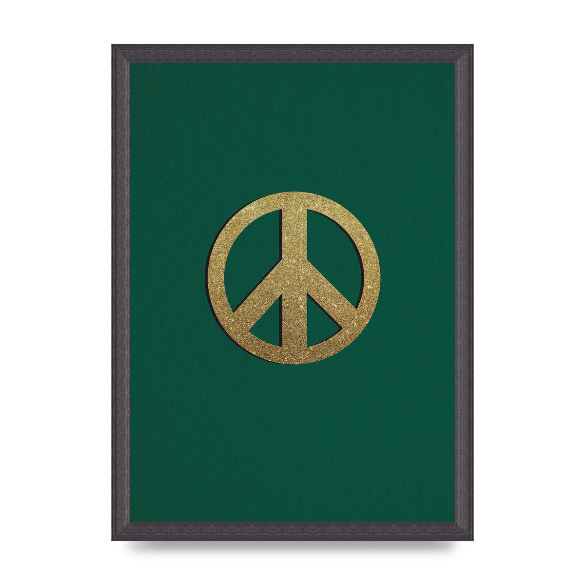 Peace Sign Deep Green Printed Poster - A3 framed