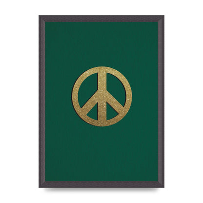 Peace Sign Deep Green Printed Poster - A3 framed