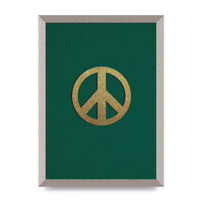 Peace Sign Deep Green Printed Poster - A3 framed