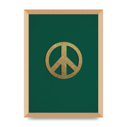 Peace Sign Deep Green Printed Poster - A3 framed