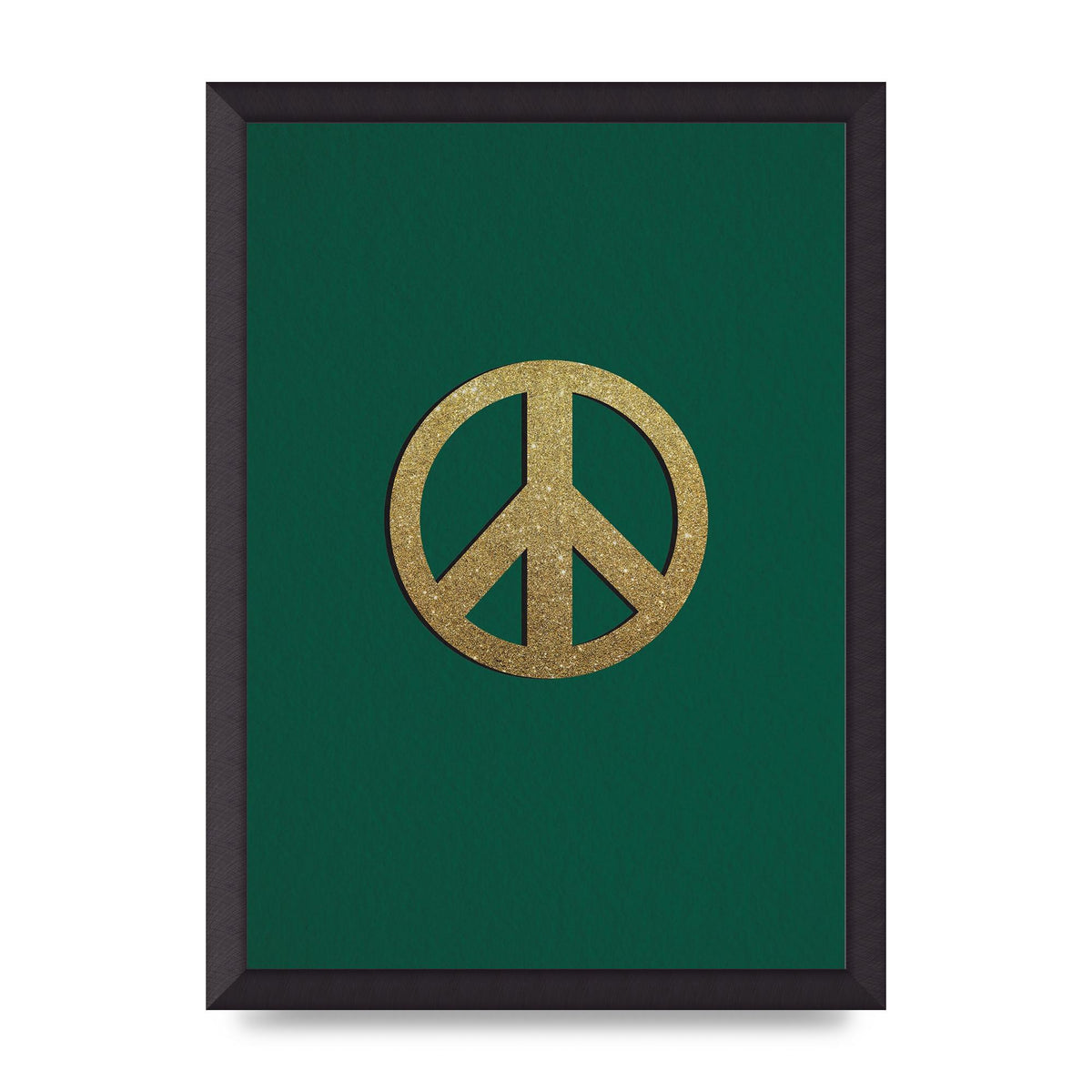 Peace Sign Deep Green Printed Poster - A3 framed