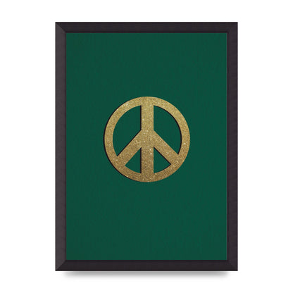 Peace Sign Deep Green Printed Poster - A3 framed